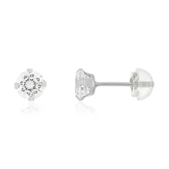 Boucles d'oreille or 375 blanc zirconias blancs