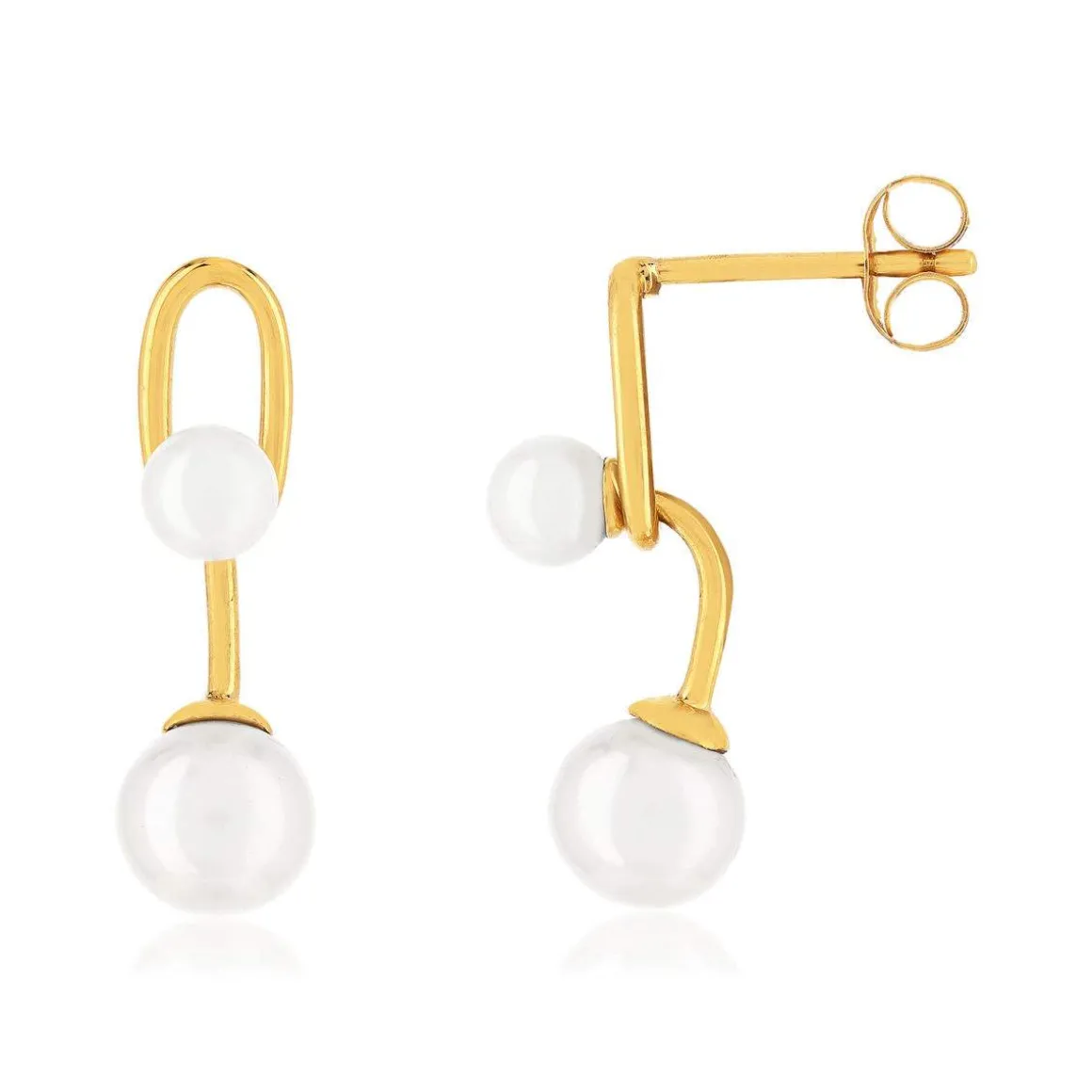 Boucles d'oreille or 375 jaune perles de culture de chine