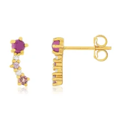 Boucles d'oreille or 375 jaune pierres précieuses et fines