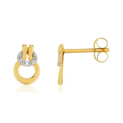 Boucles d'oreille or 375 jaune 2 tons diamants