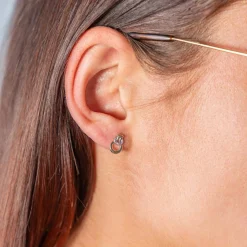 Boucles d'oreille or 375 jaune 2 tons diamants