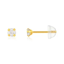 Boucles d'oreille or 375 jaune zirconia