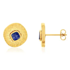 Boucles d'oreilles acier doré lapis lazuli