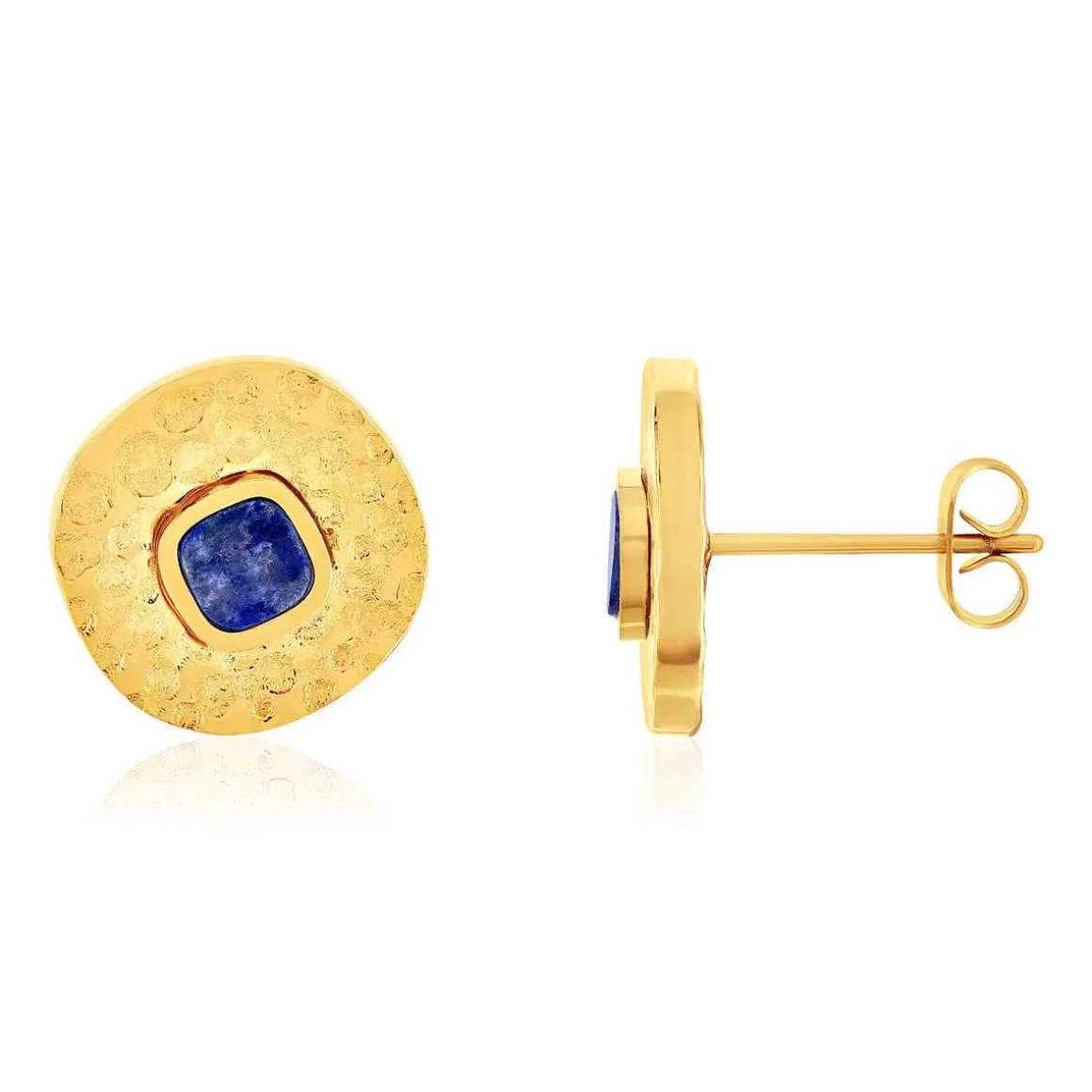 Boucles d'oreilles acier doré lapis lazuli