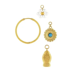 Boucles d'oreilles acier doré perles