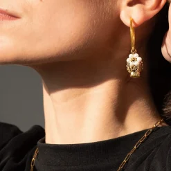 Boucles d'oreilles acier doré perles