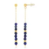 Boucles d'oreilles acier doré pendantes lapis lazuli