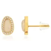 Boucles d'oreilles acier doré 2 quartz jaunes et zirconias