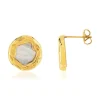 Boucles d'oreilles acier jaune nacre