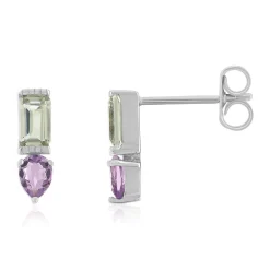Boucles d'oreilles argent 925 améthystes et amétrines