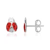 Boucles d'oreilles argent 925 coccinelles laque rouge et zirconias