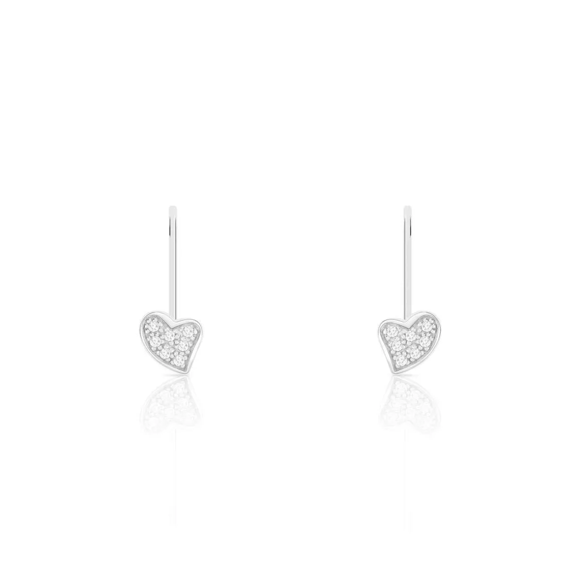 Boucles d'oreilles argent 925 dormeuses coeurs zirconias