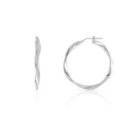 Boucles d'oreilles argent 925 effet ondulé 30 mm