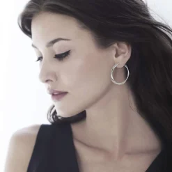 Boucles d'oreilles argent 925 effet ondulé 30 mm