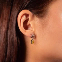 Boucles d'oreilles argent 925 et zirconias jaunes