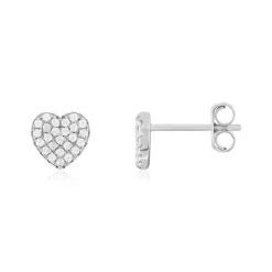 Boucles d'oreilles argent 925 et zirconias motif coeur