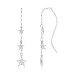 Boucles d'oreilles argent 925 et zirconias motif étoiles