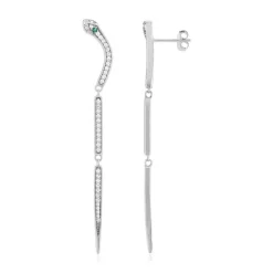 Boucles d'oreilles argent 925 et zirconias motif serpent
