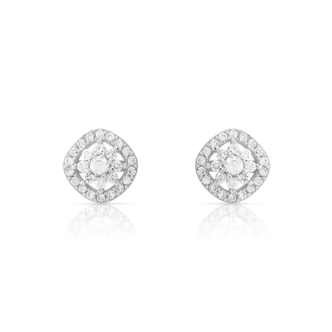 Boucles d'oreilles argent 925 fleurs zirconias