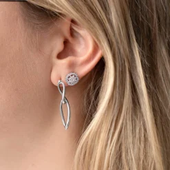 Boucles d'oreilles argent 925 fleurs zirconias