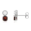 Boucles d'oreilles argent 925 grenats et quartz rose
