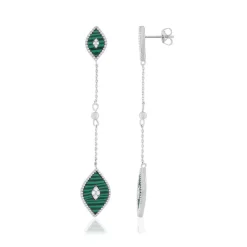 Boucles d'oreilles argent 925 malachites et zirconias