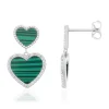 Boucles d'oreilles argent 925 malachites et zirconias coeurs
