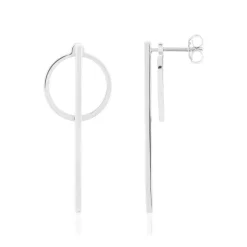 Boucles d'oreilles argent 925 motif barre et cercle