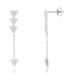 Boucles d'oreilles argent 925 pendants triangles zirconias