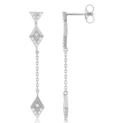 Boucles d'oreilles argent 925 pendants triangles zirconias