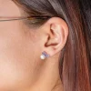 Boucles d'oreilles argent 925 perles de culture de Chine pierres imitation et zirconias bleus