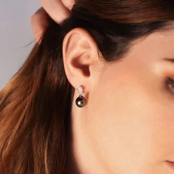 Boucles d'oreilles argent perles de culture de tahiti zirconias