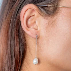 Boucles d'oreilles argent 925 perles de culture de chine zirconias