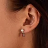 Boucles d'oreilles argent 925 perles de culture de Chine et grenats