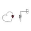 Boucles d'oreilles argent 925 pierres synthétiques rouges motif coeur