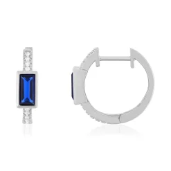 Boucles d'oreilles argent 925 pierre synthétique bleue et zirconias