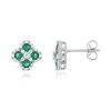 Boucles d'oreilles argent 925 pierres synthétiques vertes et zirconias