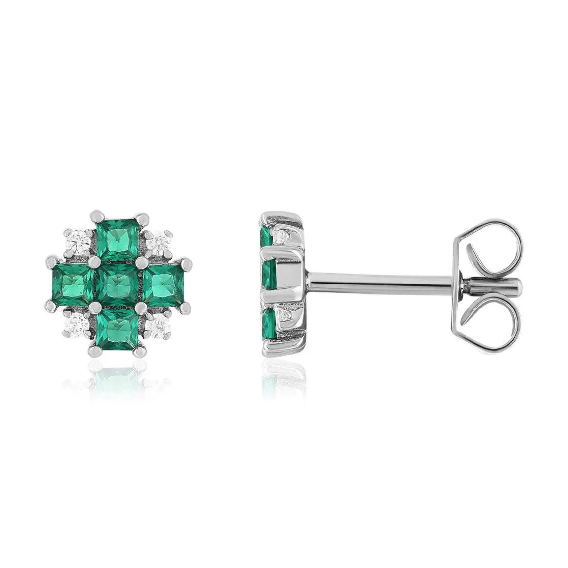Boucles d'oreilles argent 925 pierres synthétiques et zirconias