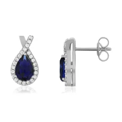 Boucles d'oreilles argent 925 pierres imitation bleues et zirconias