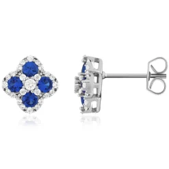 Boucles d'oreilles argent 925 pierres synthétiques bleues et zirconias