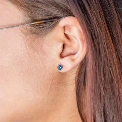 Boucles d'oreilles argent 925 pierres synthétiques bleues