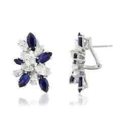 Boucles d'oreilles argent 925 saphir synthétique et ziconias