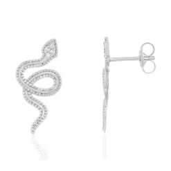 Boucles d'oreilles argent 925 serpents zirconias