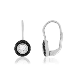 Boucles d'oreilles argent 925 zirconias blancs et noirs.