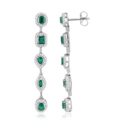 Boucles d'oreilles argent zirconias vert et blanc