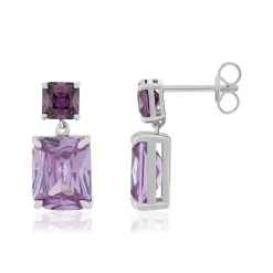 Boucles d'oreilles argent 925 zirconias violets 16mm