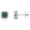 Boucles d'oreilles argent 925 zirconias vert et blanc
