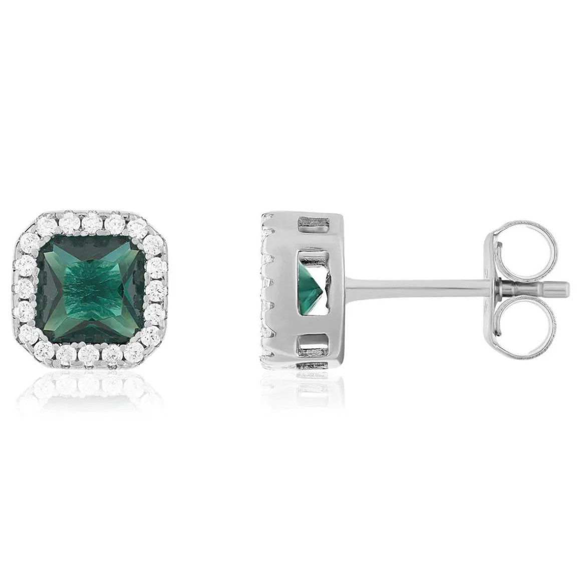 Boucles d'oreilles argent 925 zirconias vert et blanc