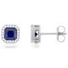 Boucles d'oreilles argent 925 zirconias bleus foncés et blancs