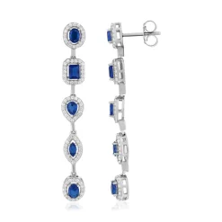 Boucles d'oreilles argent 925 zirconias bleu et blanc